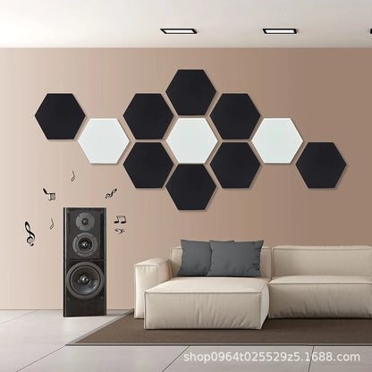 Hexagon Acoustic Panels - 12 Self-Adhesive Soundproof Tiles for Superior Soundproofing and Style