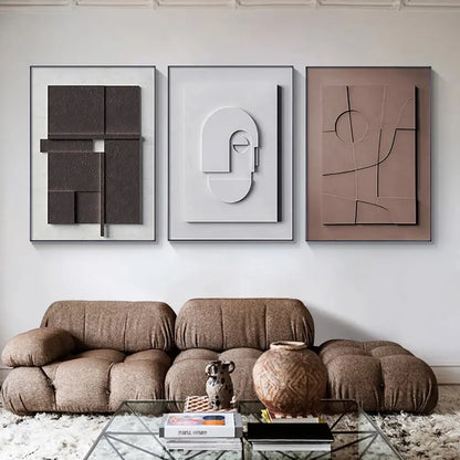 Homary Japandi Geometric Canvas Wall Art Set | Framed Neutral Abstract Prints, Ready to Hang | Two Sizes