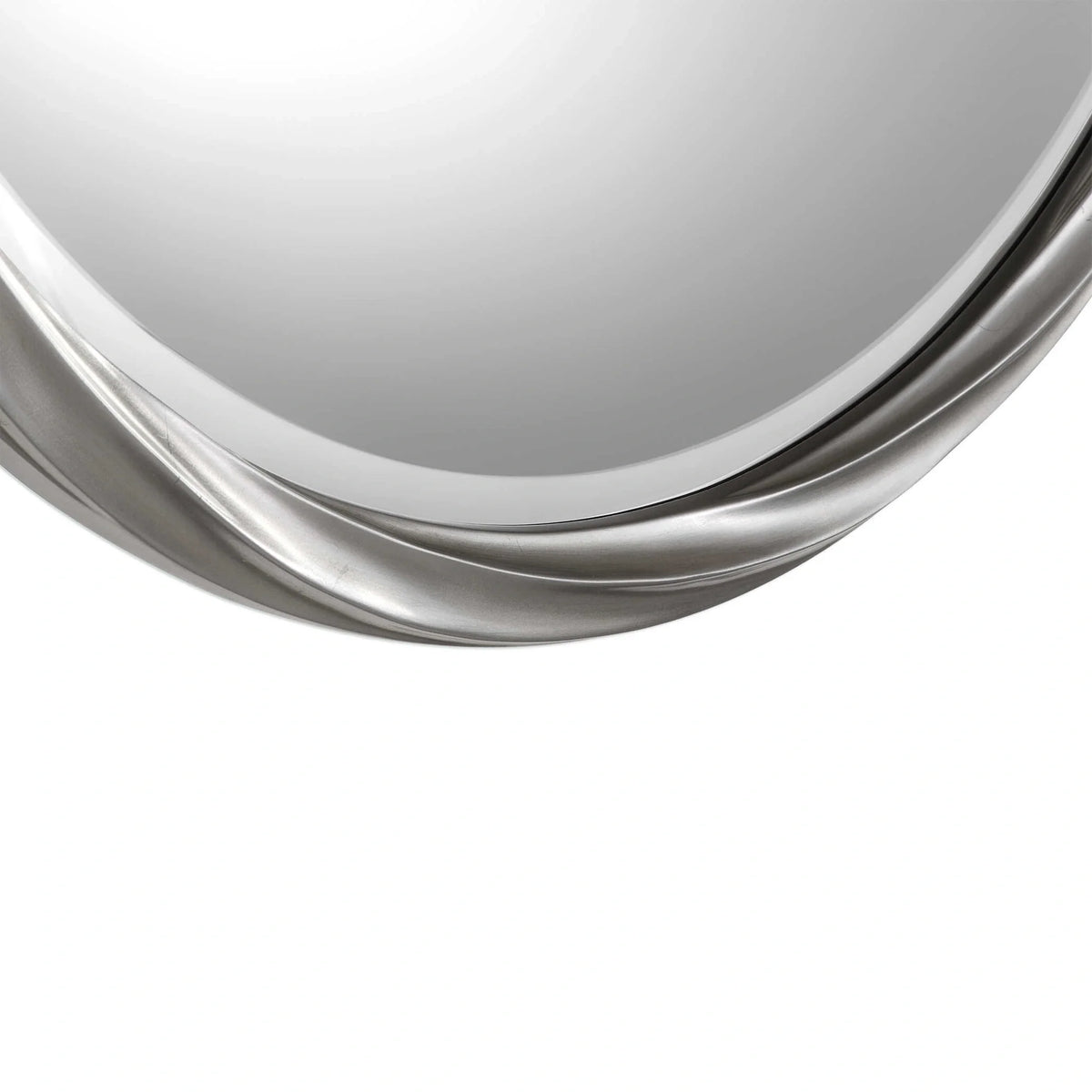 Twisted Silver Leaf Round Mirror