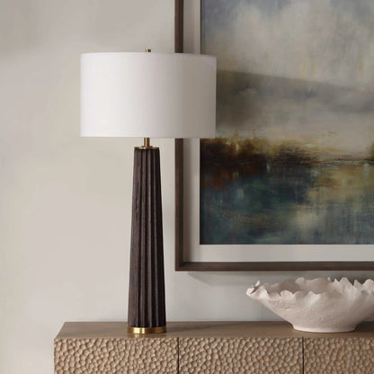 Scalloped Wood Table Lamp