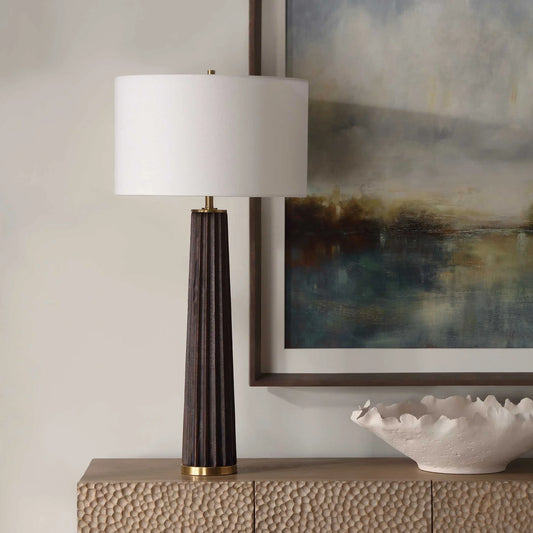 Scalloped Wood Table Lamp
