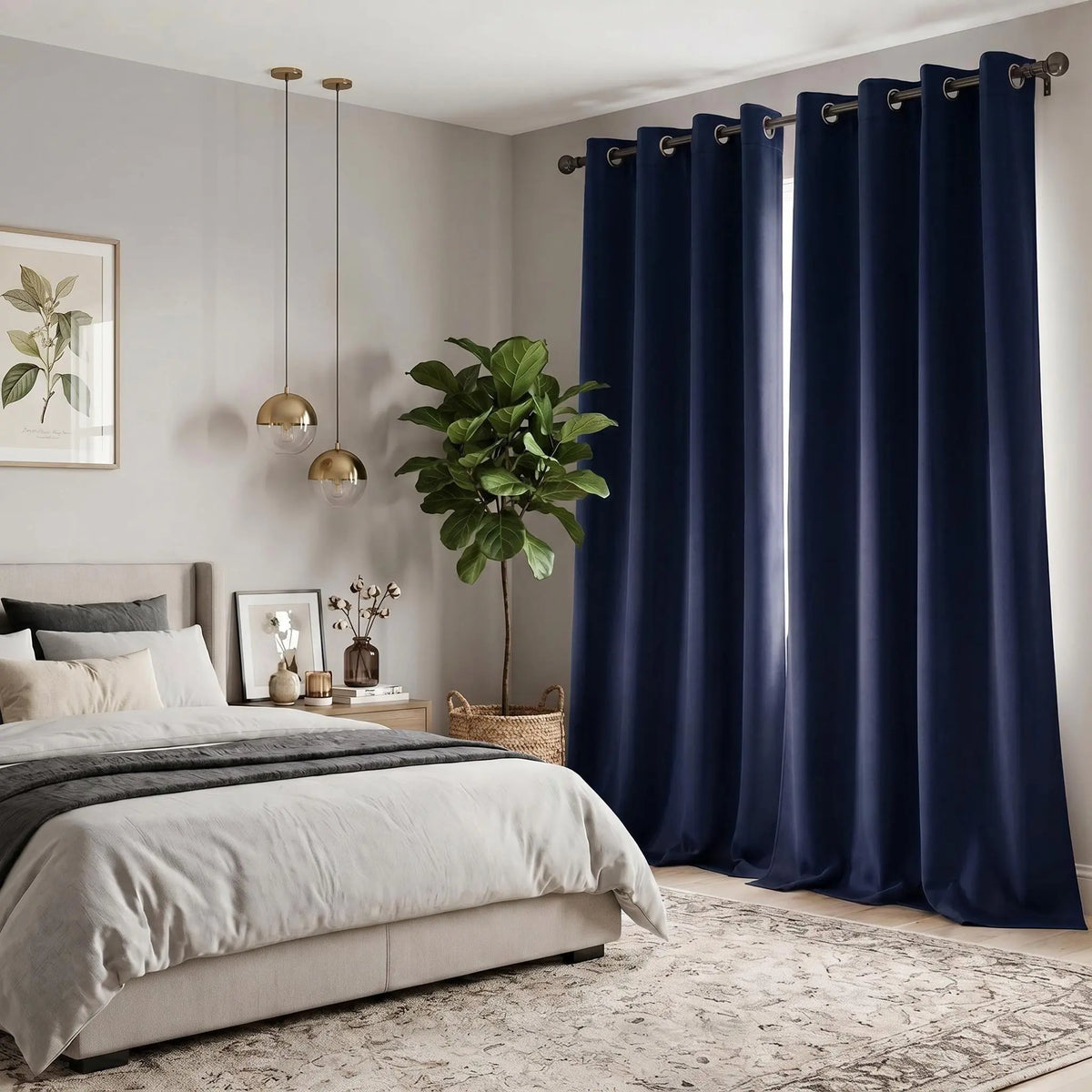 2-Panel Grommet Blackout Curtains - 52"x84" Thermal Insulated Drapes for Light Control and Noise Reduction