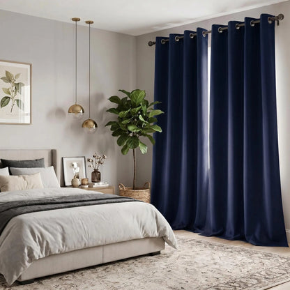 2-Panel Grommet Blackout Curtains - 52"x84" Thermal Insulated Drapes for Light Control and Noise Reduction