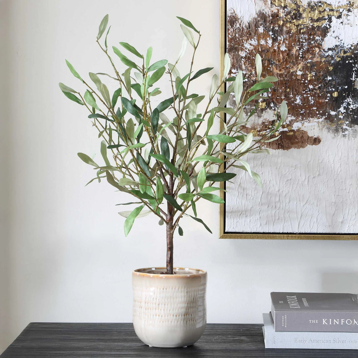 Olive Accent in Textured Ceramic Vase