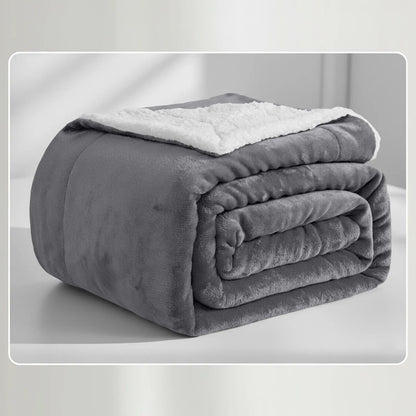 Soft Sherpa Fleece Throw Blankets - Dual-Layer Design with 230 GSM Fleece, 180 GSM Sherpa for Lightweight Warmth, Ideal for Relaxing Nights, Bed Layering; Available in Twin, Queen, King, Throw Sizes