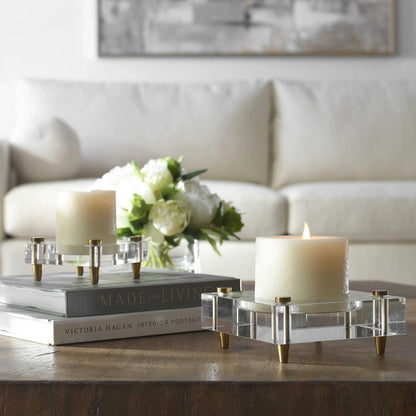 Crystal Block Candleholders Set/2