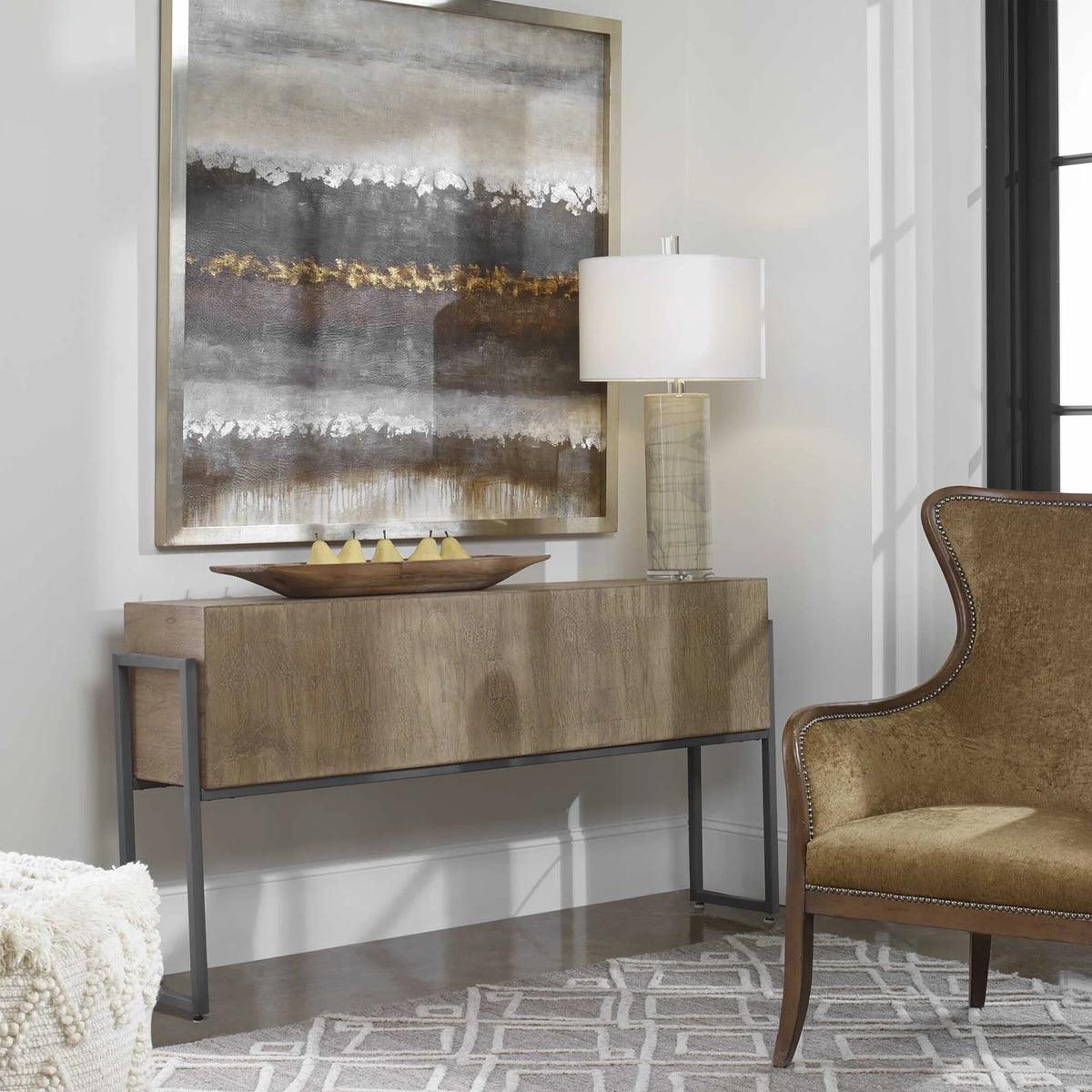 Layered Veneer Console Table
