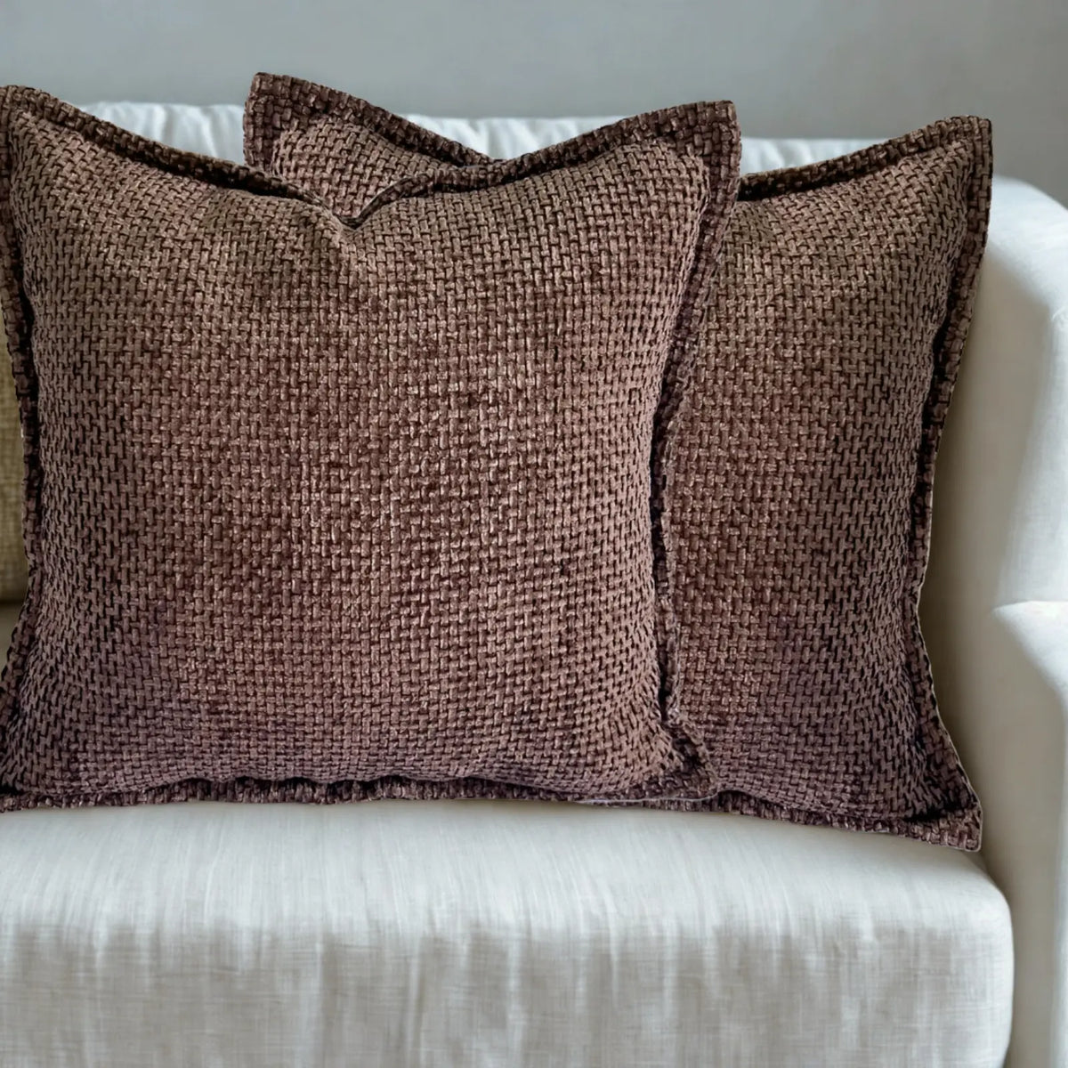 Elevate Your Home Decor with Cozy Chenille Decorative Cushion Covers - Set of 2 in Modern Farmhouse Style, Featuring Hidden Zipper and Soft Textured Fabric for Living Room, Bedroom, and Sofa