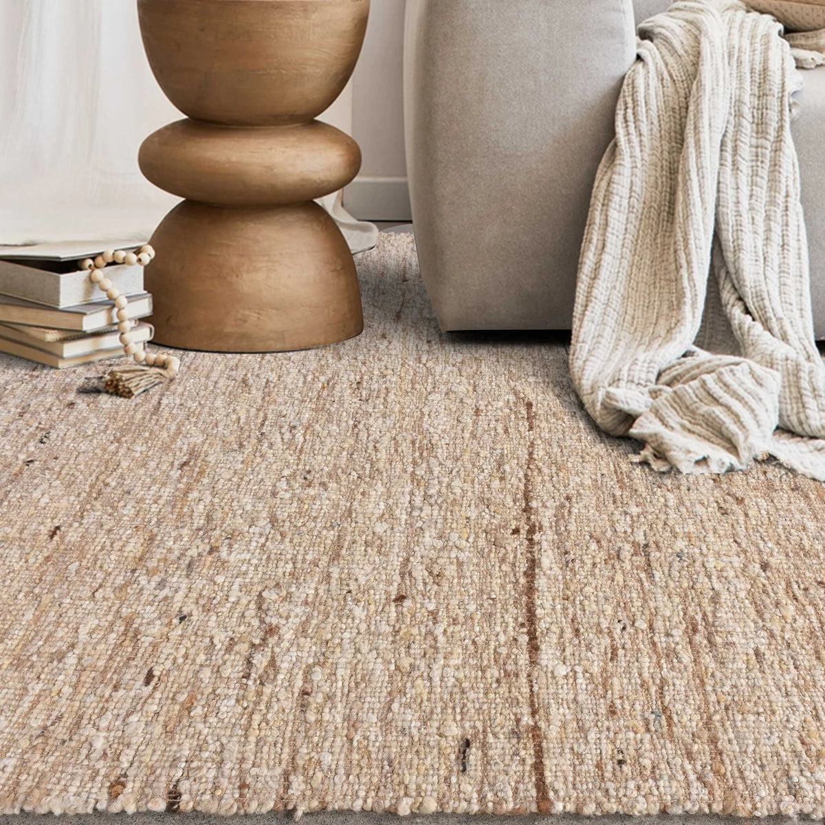 Ivory Hand-Knotted Wool Rug