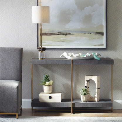 Modern Brass / Wood Console Table