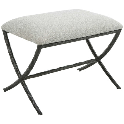 Gray Fabric Small Bench