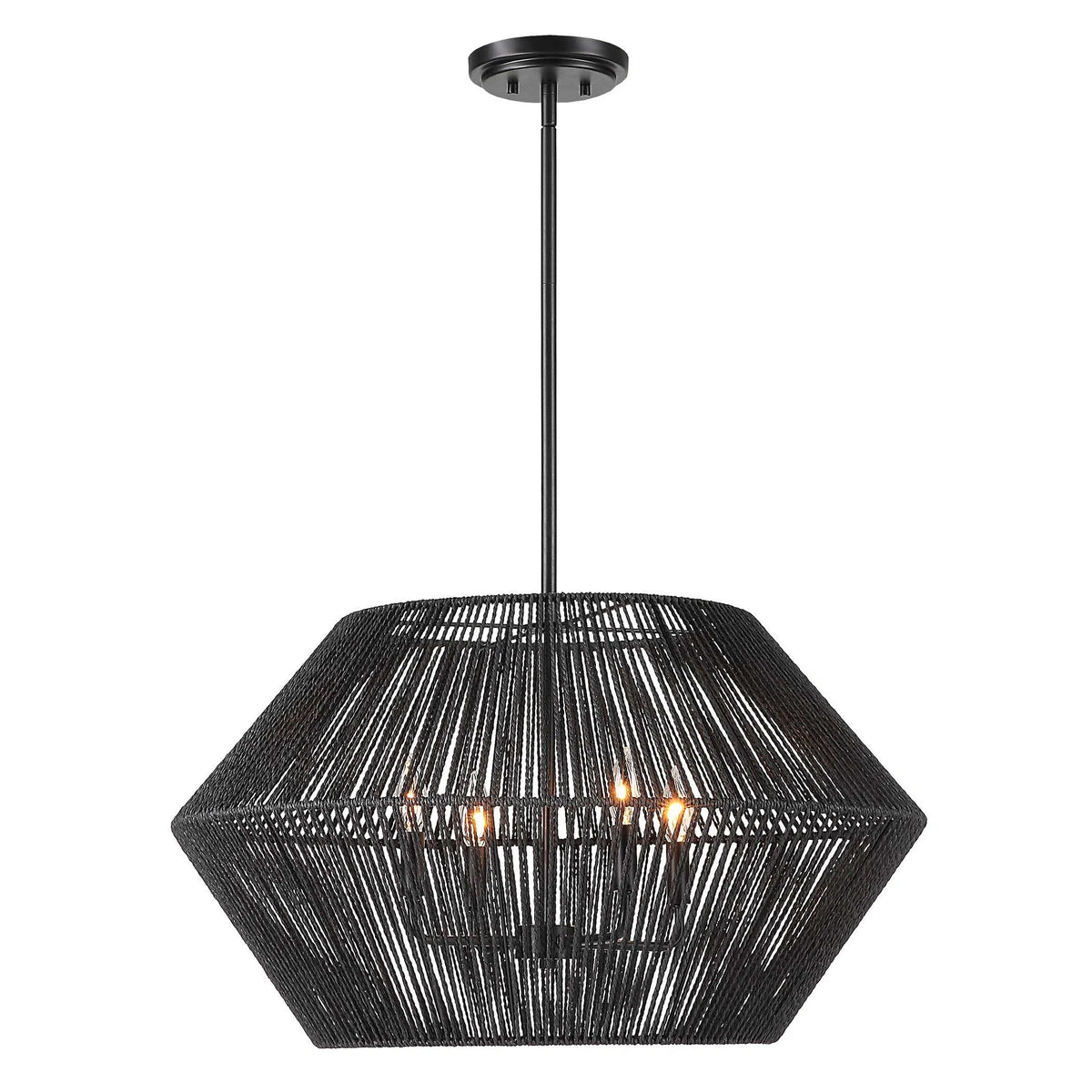 4-Light Black Rope Pendant