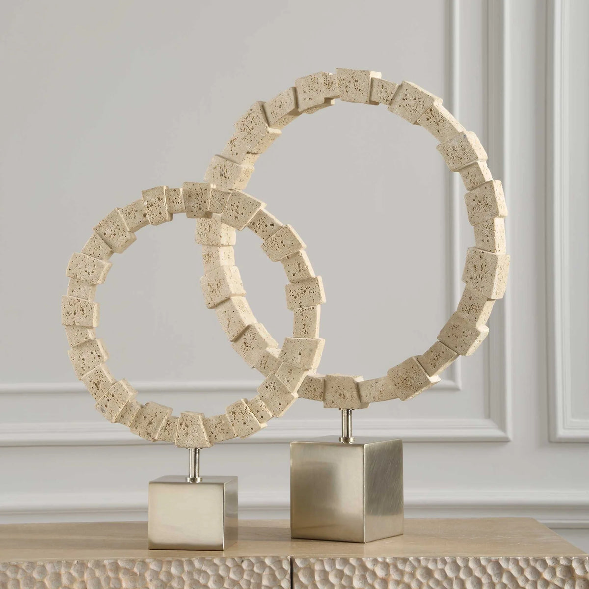 Stone Ring Sculptures, Set of 2