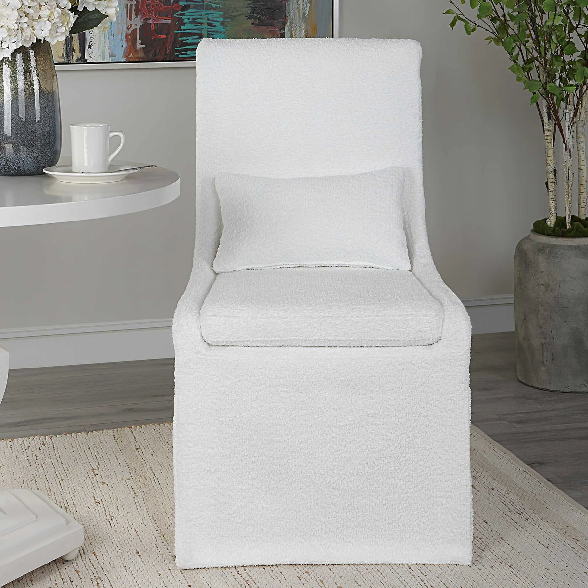 White Linen Armless Chair