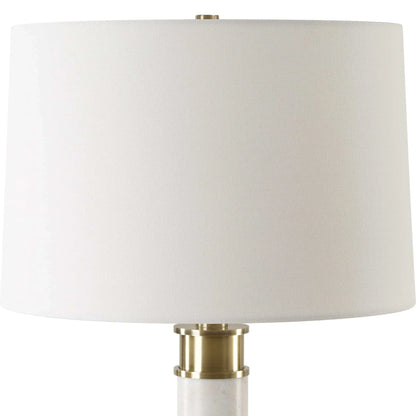 White Marble Column Table Lamp