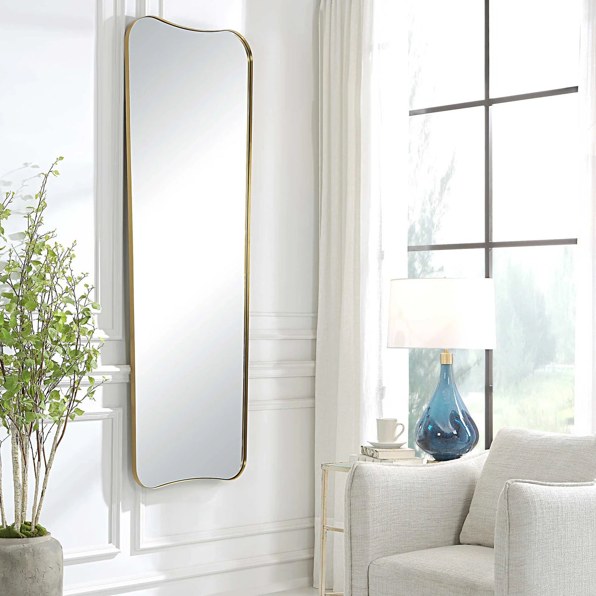 Large Antique Brass Mirror
