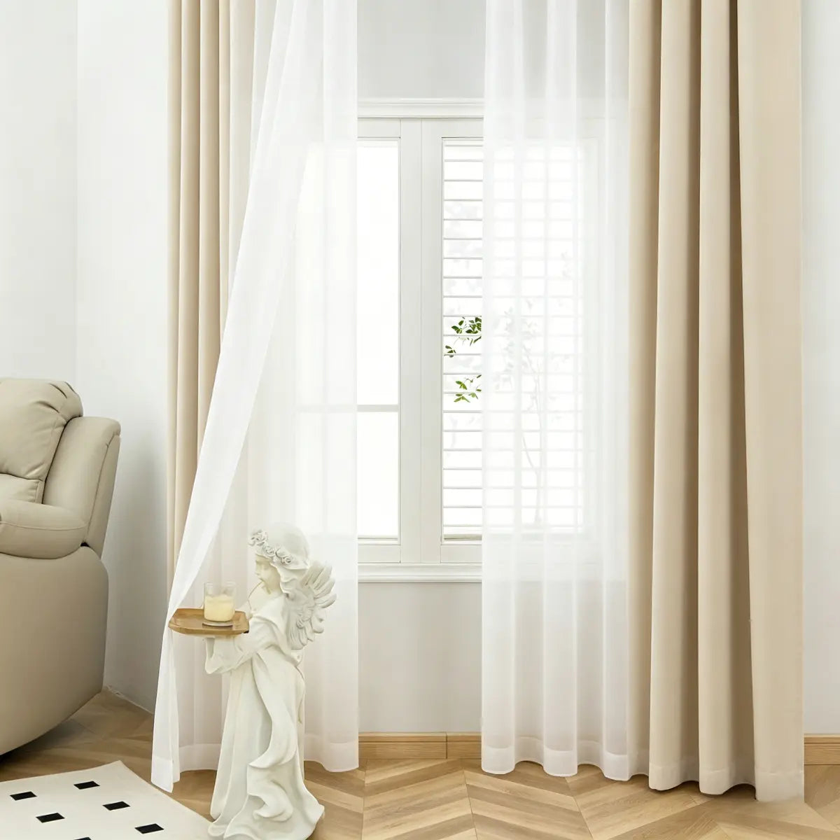 4 Panels Blackout Curtain Set – 2 Blackout Curtains + 2 Semi Sheer Curtains for Style and Light Control in Any Room