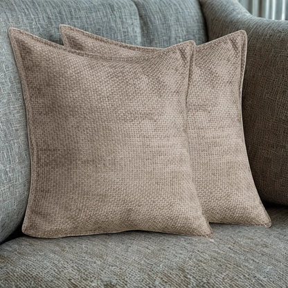 Elevate Your Home Decor with Cozy Chenille Decorative Cushion Covers - Set of 2 in Modern Farmhouse Style, Featuring Hidden Zipper and Soft Textured Fabric for Living Room, Bedroom, and Sofa