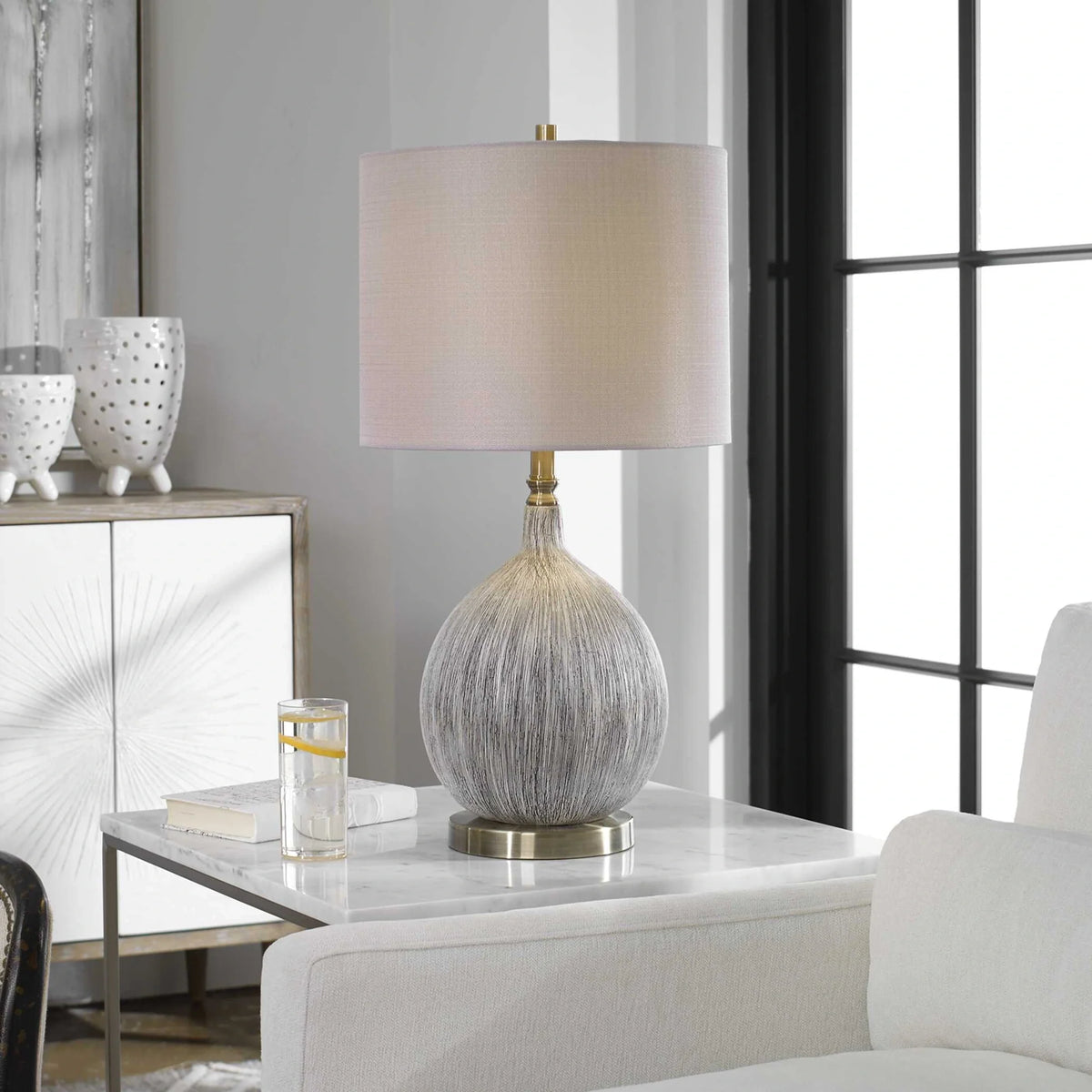 Textured Ivory Ceramic Table Lamp