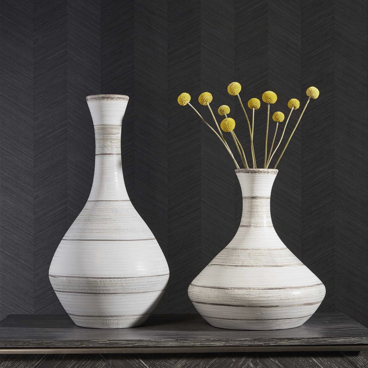 Fluted Striped Vases, Set of 2
