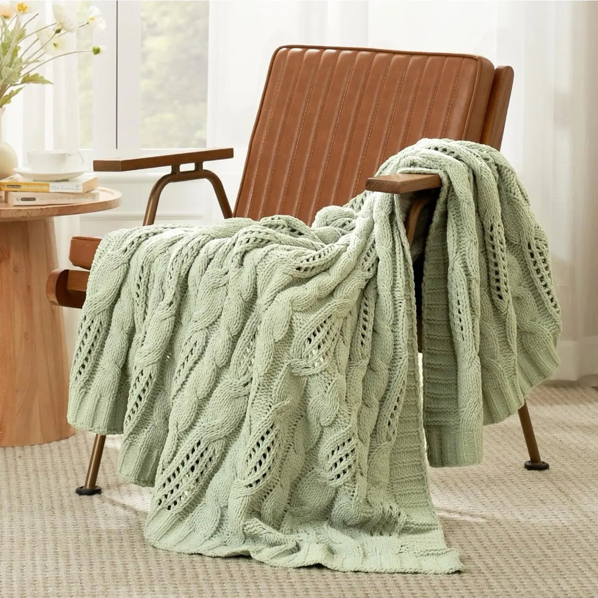 Amélie Home Cable Knitted, Chenille Chunky Knit Throw Blanket, 50 X 60 - Nwt