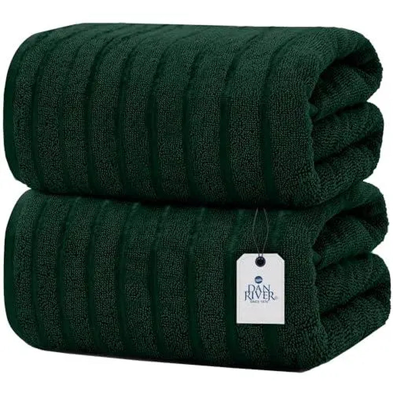 Indulge in Luxury: DAN RIVER Unisex 2-Pack Jumbo Organic Cotton Bath Sheets - 35×70 in Thick, Fast-Drying, Spa-Quality Towels