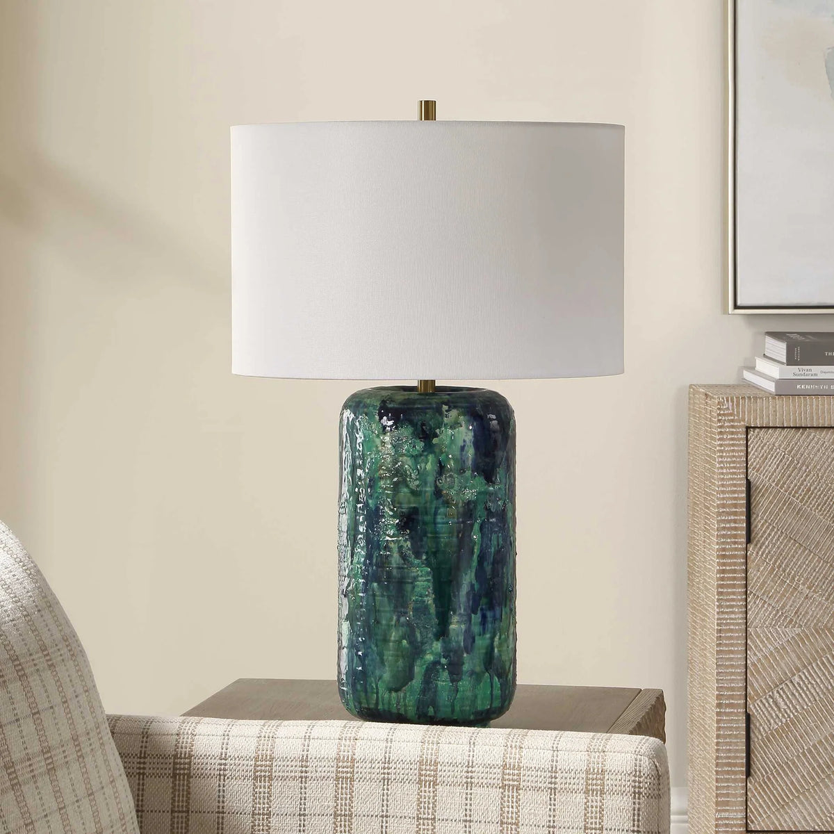 Blue & Green Drip Glaze Table Lamp