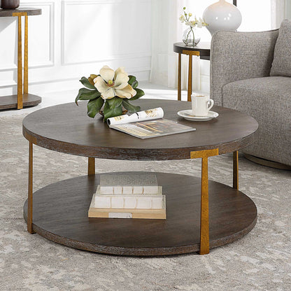 Coffee Oak Round Coffee Table