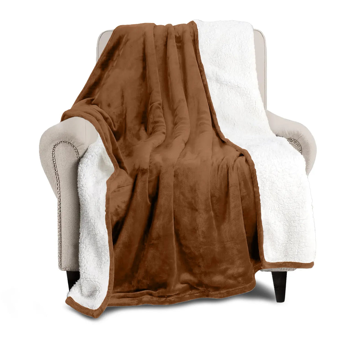 Imperial Homeware Sherpa Fleece Blanket, Dual-Layer 230 GSM Fleece and 180 GSM Sherpa, Warm Lightweight Throw for Bed, Sofa or Travel