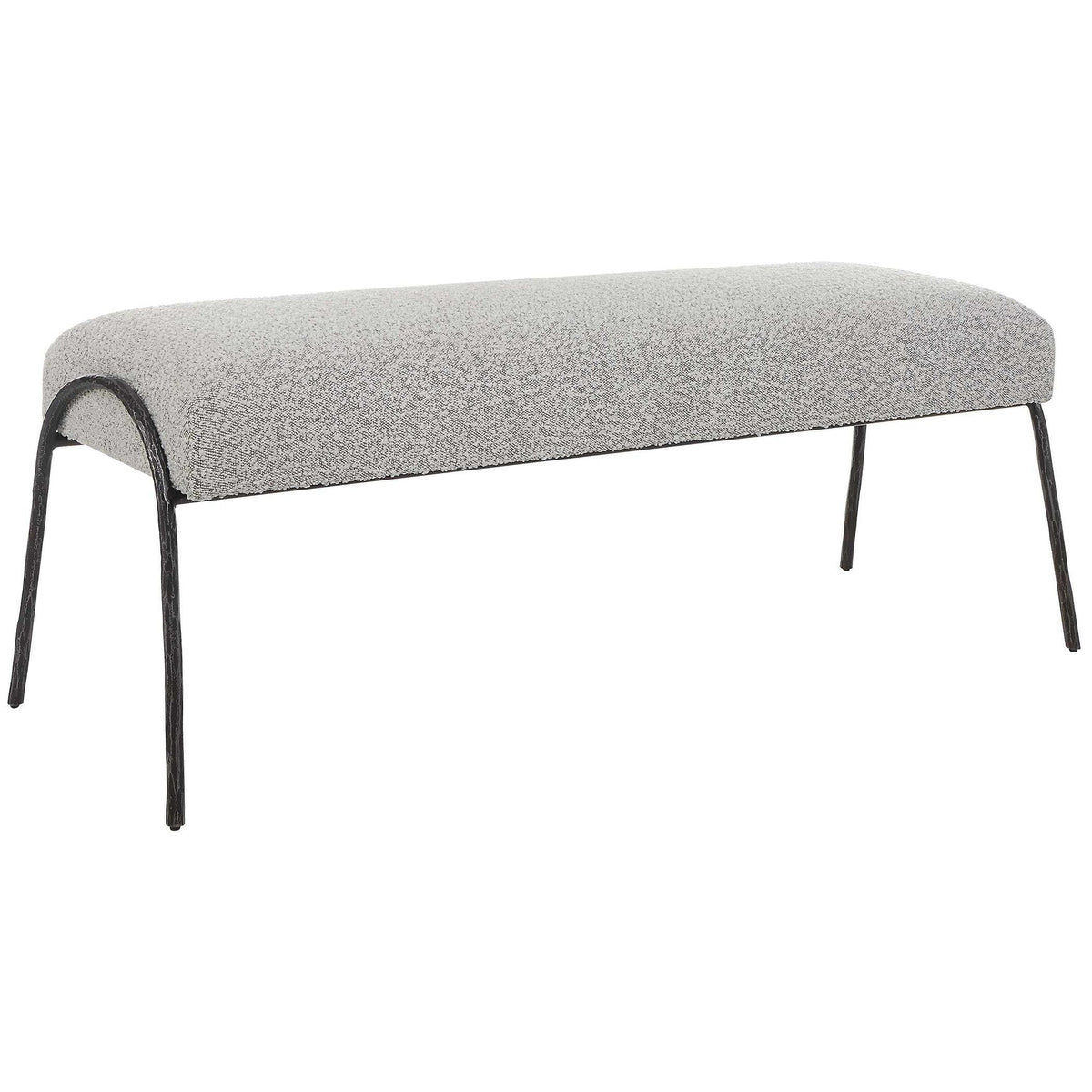 Modern Gray Boucle Bench