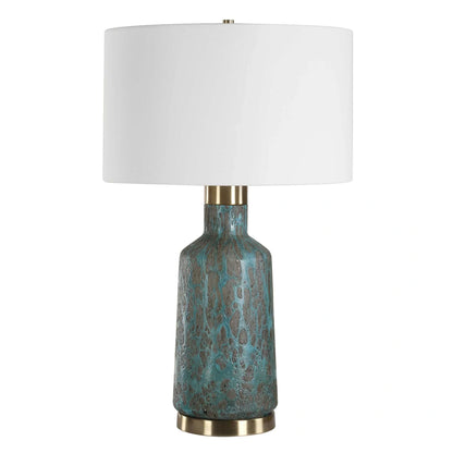 Cracked Teal Table Lamp