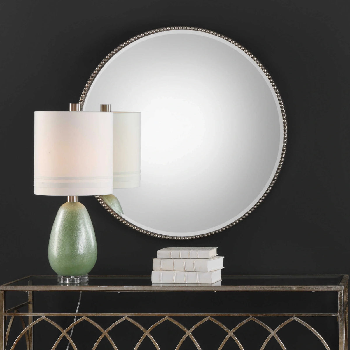 Beaded Round Mirror