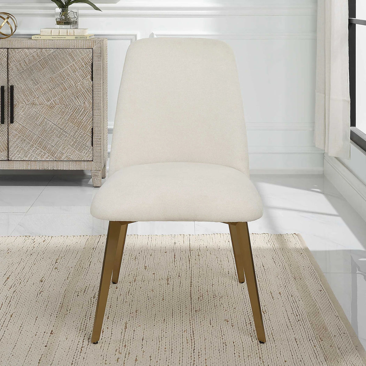 Off White Fabric Dining Chair