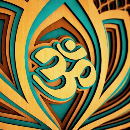 Large Lotus Flower Mandala Wood Wall Art - 22x22 inches, 9 Layers of Serenity