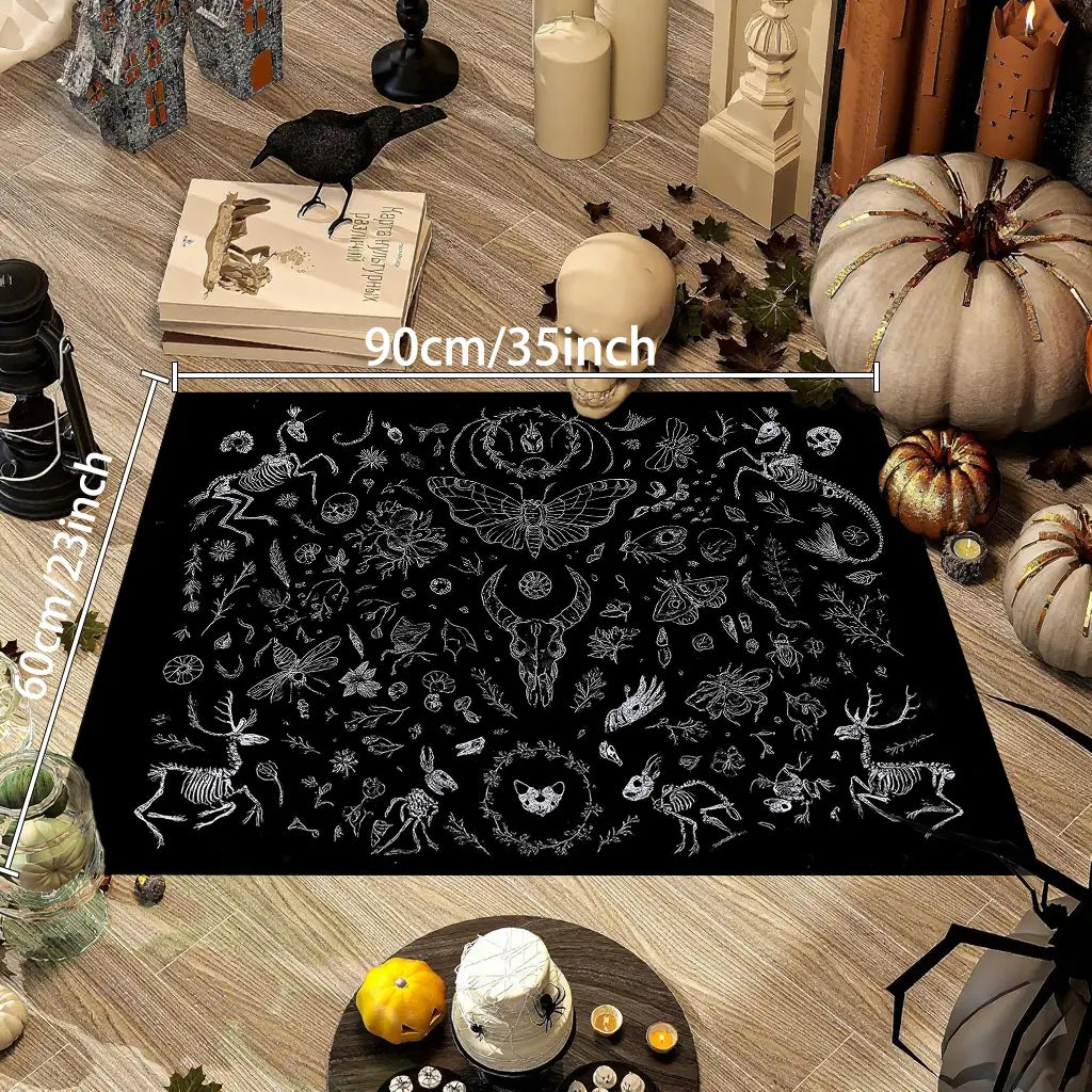 Spooky Skeleton Halloween Door Mat - Gothic Decorative Rug for Your Home