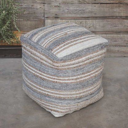 Handwoven Gray Pouf