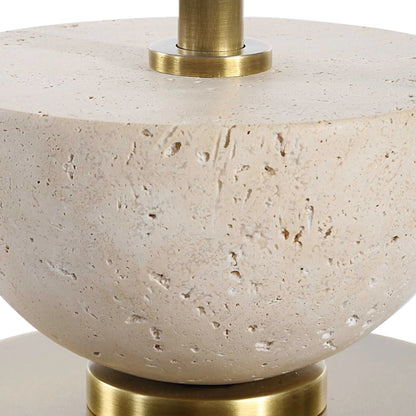 Brass Travertine Buffet Lamp