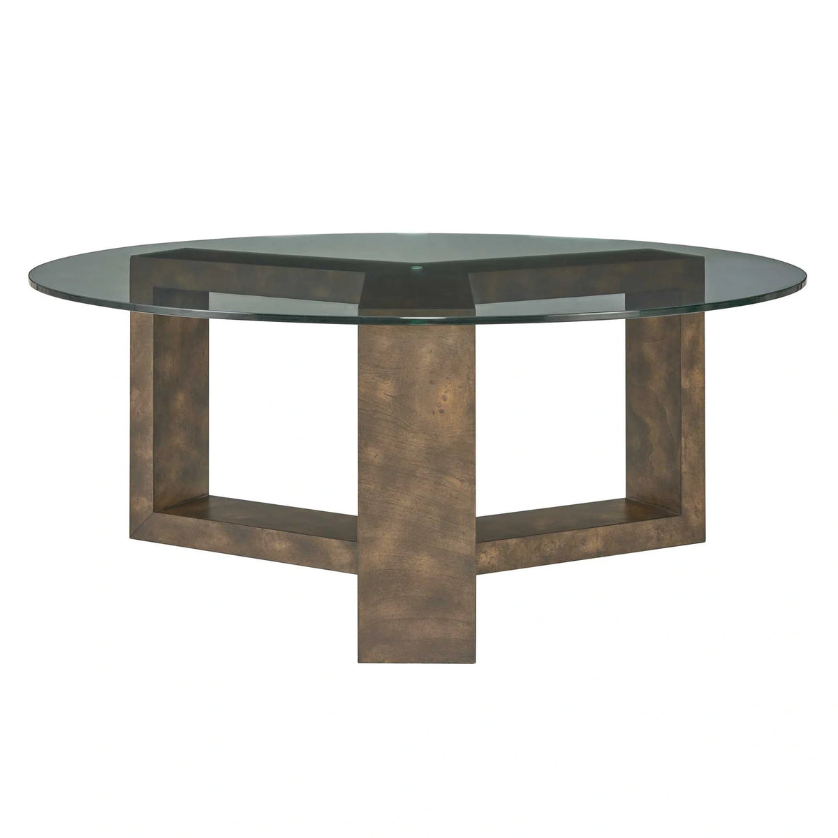 Round Glass & Burl Coffee Table