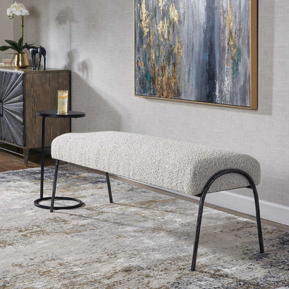 Modern Gray Boucle Bench