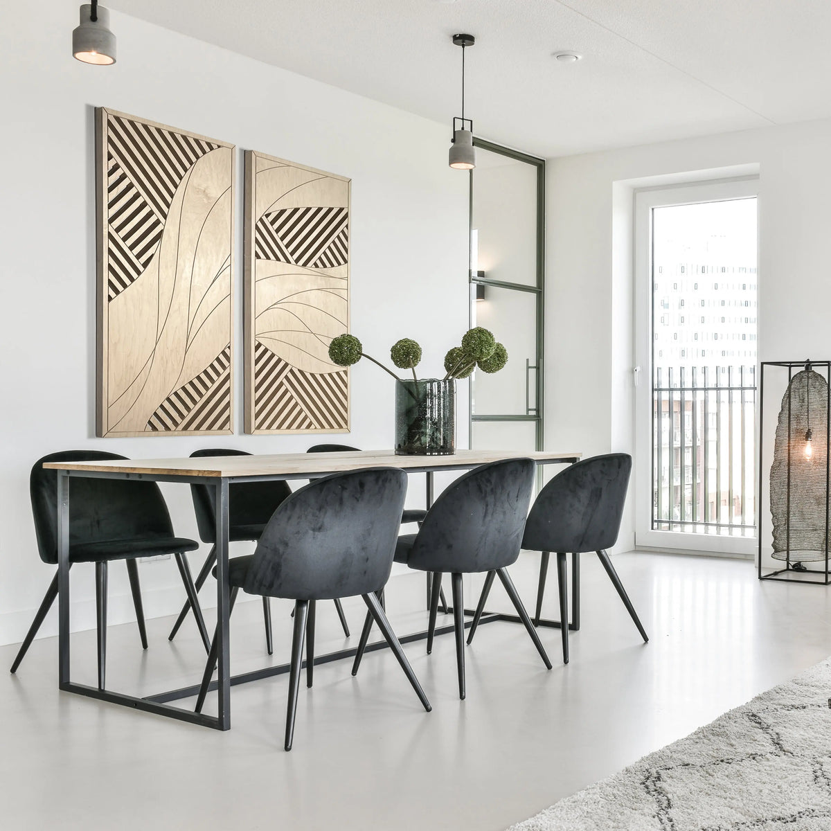Flowing Waves Wood Wall Art Set – 44" x 22" Modern Minimalist Panels for Nature-Inspired Elegance