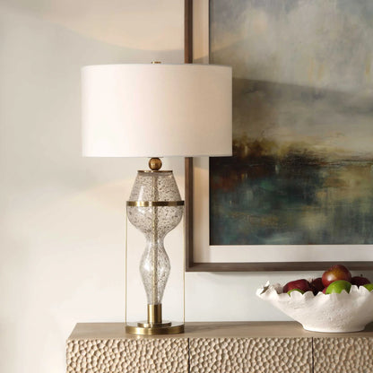 Seeded Glass Hourglass Table Lamp
