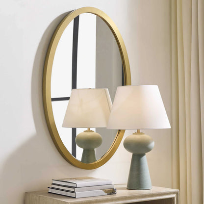 Antique Brass Oval Mirror