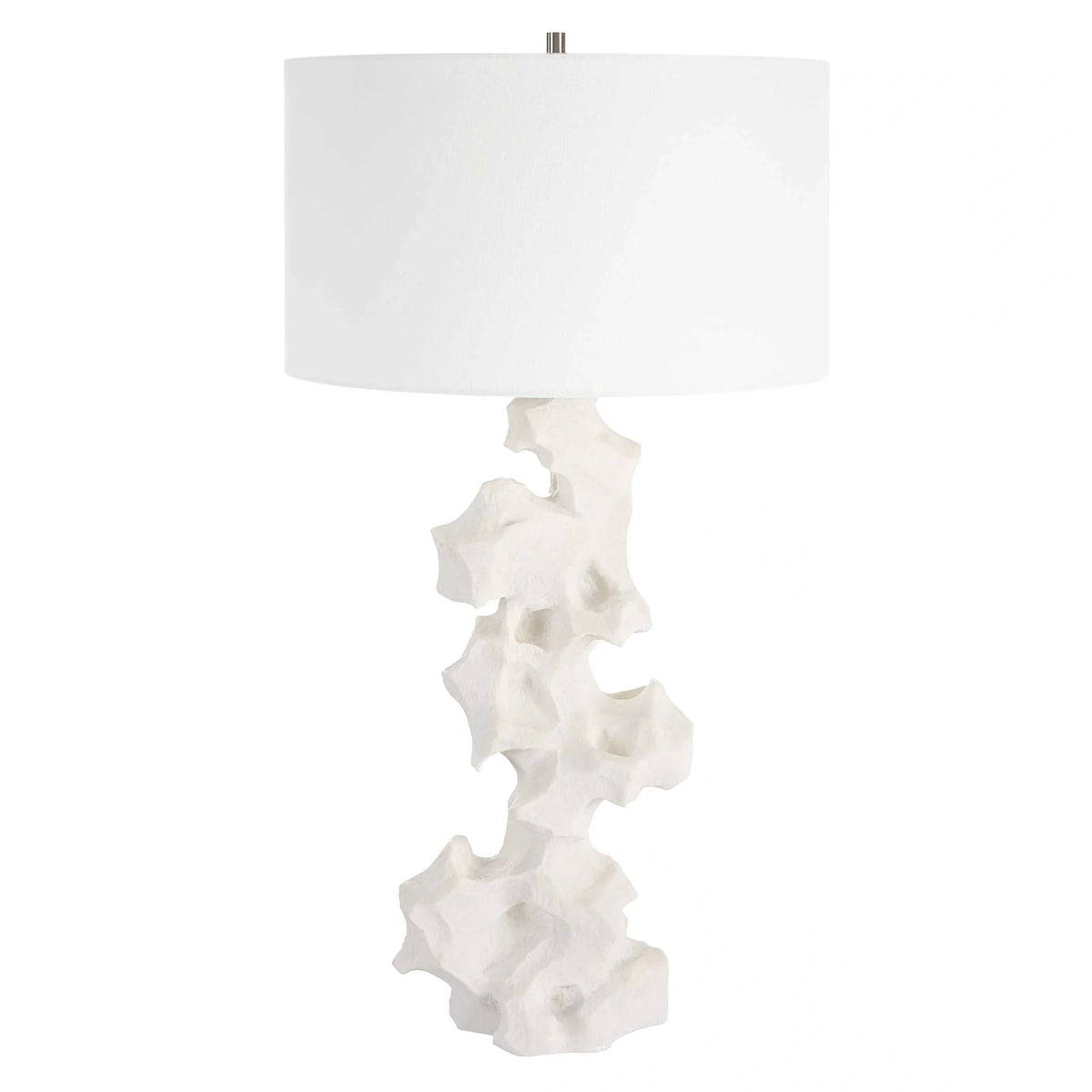 White Marble-Look Table Lamp
