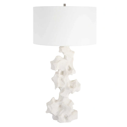 White Marble-Look Table Lamp