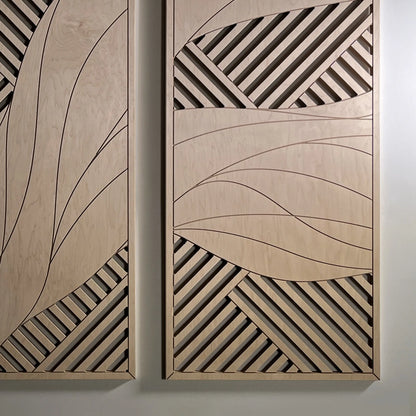 Flowing Waves Wood Wall Art Set – 44" x 22" Modern Minimalist Panels for Nature-Inspired Elegance