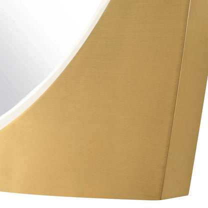 Square Frame Round Brass Mirror