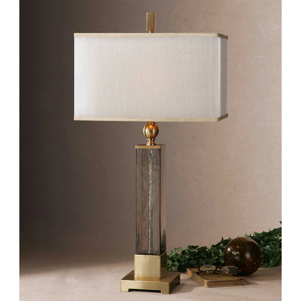 Amber Glass Table Lamp