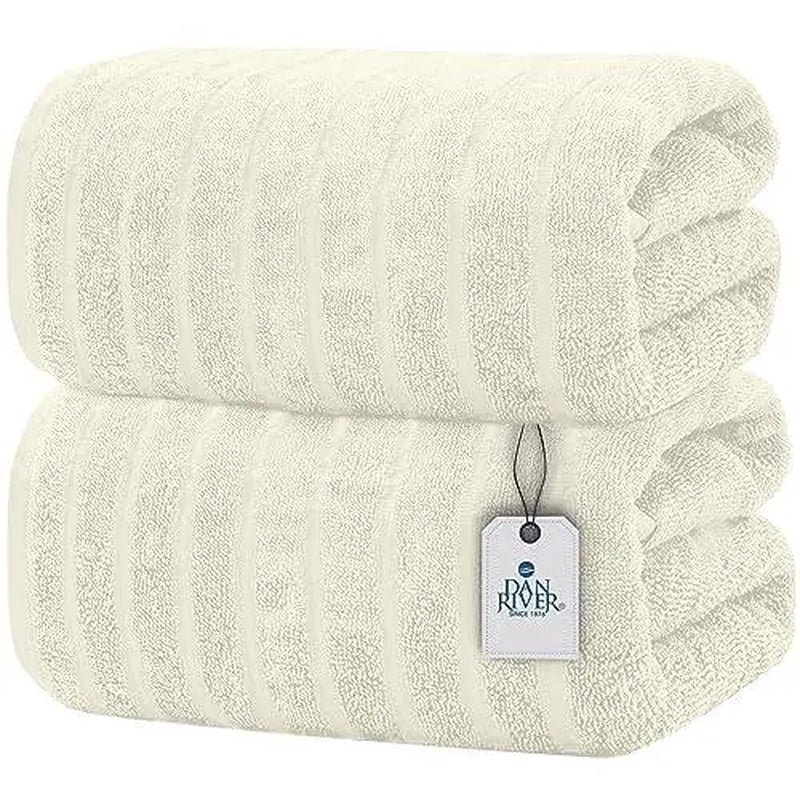 Indulge in Luxury: DAN RIVER Unisex 2-Pack Jumbo Organic Cotton Bath Sheets - 35×70 in Thick, Fast-Drying, Spa-Quality Towels