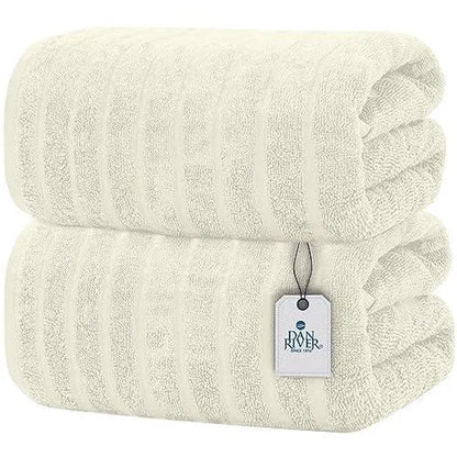 Indulge in Luxury: DAN RIVER Unisex 2-Pack Jumbo Organic Cotton Bath Sheets - 35×70 in Thick, Fast-Drying, Spa-Quality Towels