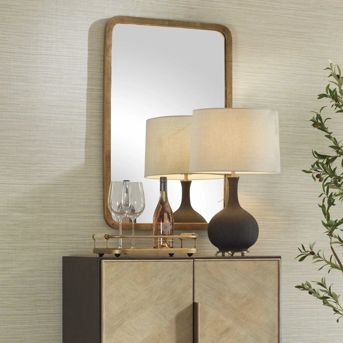 Antique Brass Mirror